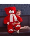 Плюшевий ведмедик Mister Medved із шарфиком Денні 110 см червоний