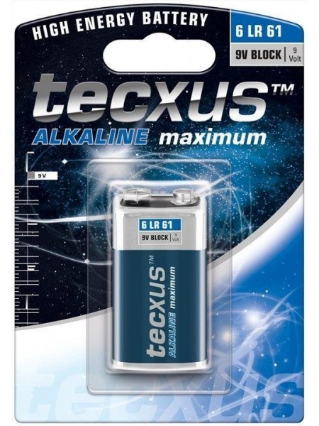 Батарейка Tecxus 9V-Block 550 mAh x1шт Alkaline (75.02.3639)