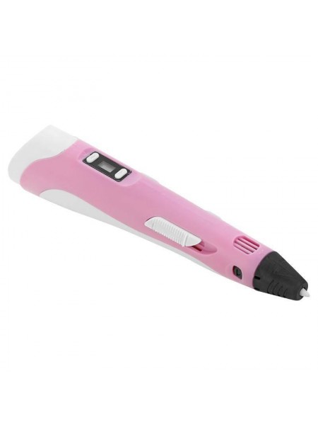 3D-ручка з LCD-дисплеєм 3DPen Hot Draw 3 Pink+Дісточка+Ножниці+Комплект екопластику для малювання 159 метрів