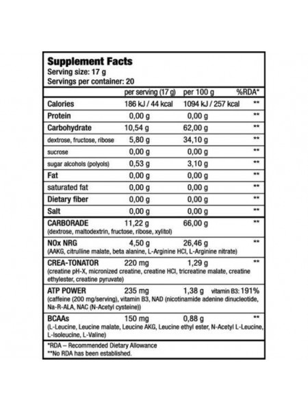 Комплекс до тренування BioTechUSA Nitrox Therapy 340 g /20 servings/Tropical Fruit