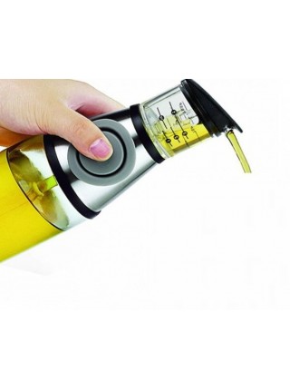 Скляна пляшка для олії SUNROZ Press & Measure з мірною чашкою 500 мл Сірий (SUN3222)