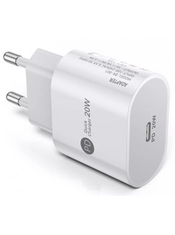 Зарядний пристрій Lucom IEC Schuko - USB Type-C M/F адаптер PD 20W Fast charging Білий (62.09.8347)