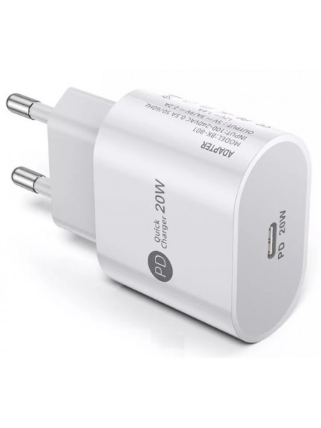 Зарядний пристрій Lucom IEC Schuko - USB Type-C M/F адаптер PD 20W Fast charging Білий (62.09.8347)