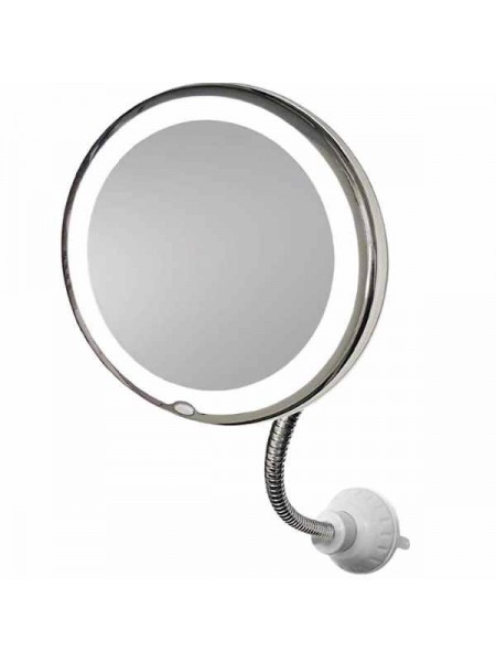 Збільшувальне дзеркало Flexible Mirror для ванної на присоску з Led-підсвіткою на гнучкому кріпленні хром
