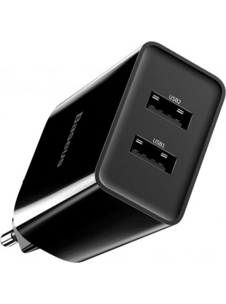 Мережевий зарядний пристрій Baseus Speed Mini Dual USB 10.5 W CCFS-R01 Чорний