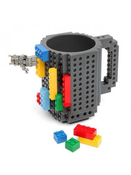 Чашка-конструктор SUNROZ у стилі "Lego" Сірий (SUN3778)