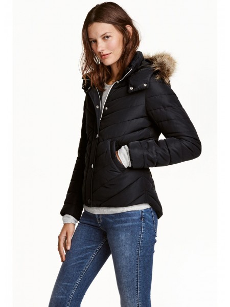 Зимова куртка H&M з капюшоном 34 Чорний