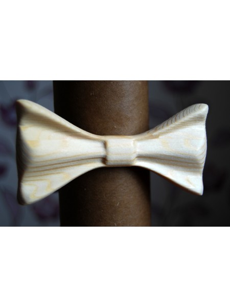 Дерев'яна метелик краватка 3D Альбінос — 3 ручної роботи, серія Зирикот