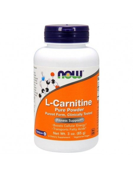 Карнитин NOW Foods L-Carnitine, Pure Powder, 3 oz 85 g /89 servings/ NF0217