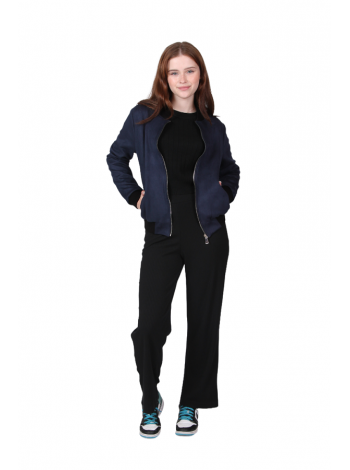 Куртка жіноча коротка Актуаль 0231 замш на дайвінгу синя 44
