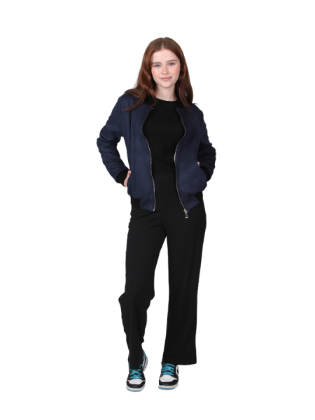 Куртка жіноча коротка Актуаль 0231 замш на дайвінгу синя 44