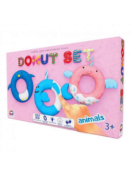 Набір для креативної творчості "Donut Set ANIMALS" TM Moon Light Clay 70088 легкий пластилін, що стрибає