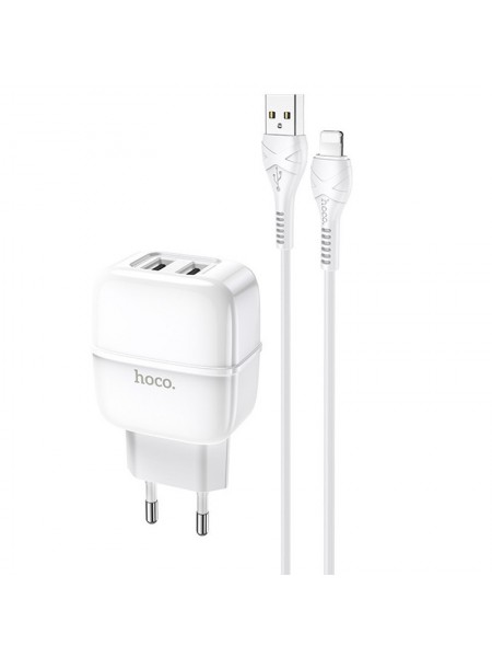 СЗП Hoco C77A (2USB/2.4A) + Lightning (Білий) 1059136