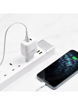СЗП Hoco C77A (2USB/2.4A) + Lightning (Білий) 1059136