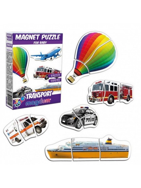 Набір магнітів Magdum Baby puzzle "Транспорт" ML4031-24 EN