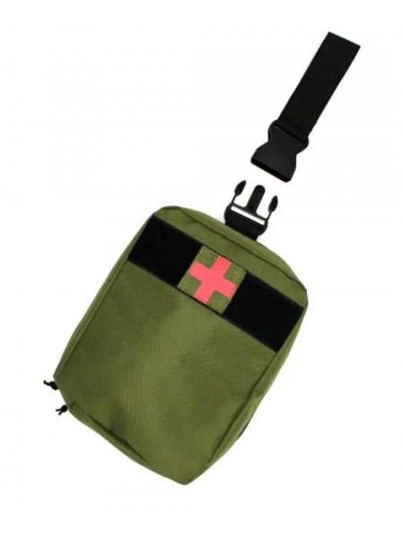 Аптечка підсумок велика па стегна MOLLE VS Thermal Eco Bag зі змінним хрестиком шевроном VS TEB темно-зелений