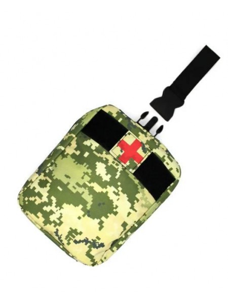 Аптечка підсумок велика набедрена VS Thermal Eco Bag MOLLE піксель зі змінним хрестиком шевроном VS TEB хакі