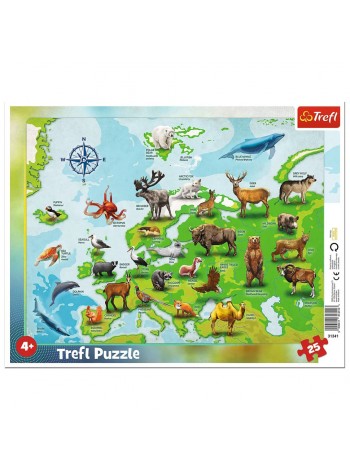 Пазл у рамці Trefl "Карта Європи з тваринами" 31341 25 ел.