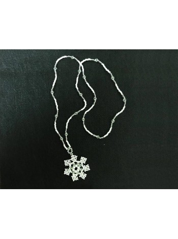 Кольє із чеського бісеру HatynkaUA Snowflake Necklace намисто ручної роботи в зимовому стилі (SUN999_23)