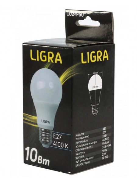 Світлодіодна лампа LIGRA А60 10 W 4100 K E27 (LGR-1024-60)