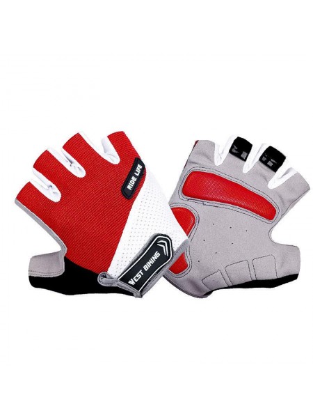 Вело-рукавиці West Biking 0211189 XL Red з короткими пальцями для їзди на велосипеді