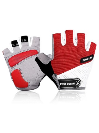 Вело-рукавиці West Biking 0211189 XL Red з короткими пальцями для їзди на велосипеді