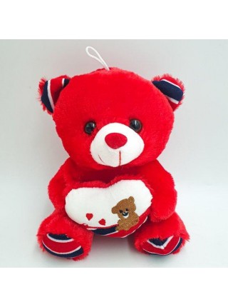 Ведмедик Тедді 25 см із серцем UKC зі світловими та звуковими ефектами Червоний