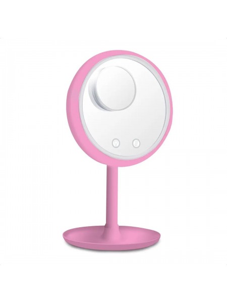 Дзеркало з підсвіткою і вентилятором Beauty Breeze Mirror 22х16х2 см Рожевий