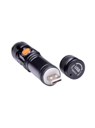 Ліхтарик акумуляторний ручний SUN 3 режими Zoom світлодіод T6 Zoom від USB чорний