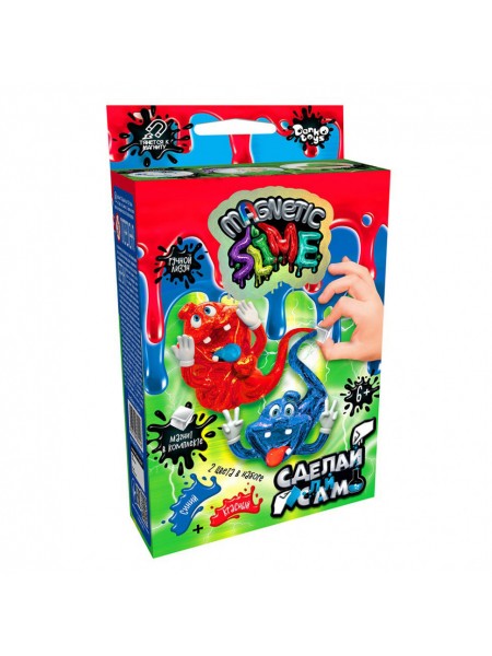 Дитячий набір для проведення дослідів Danko Toys Crazy Slime Magnetic SLM-Mg-02 мінірос Синій + Червоний