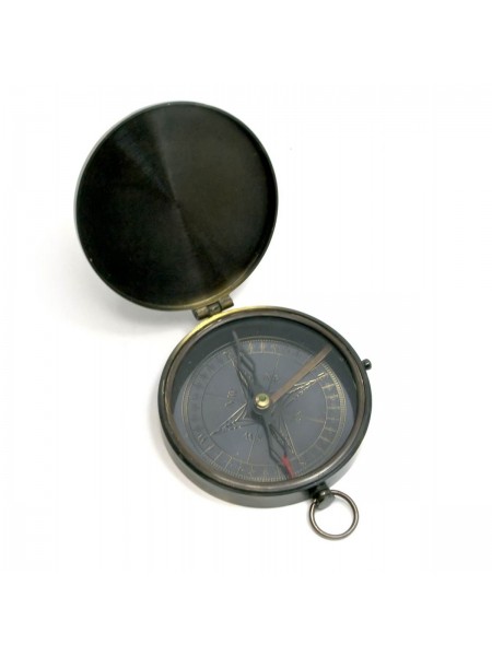 Компас бронзовий з кришкою None " Brass Flat Compass" діаметр 8 см (DN29259)