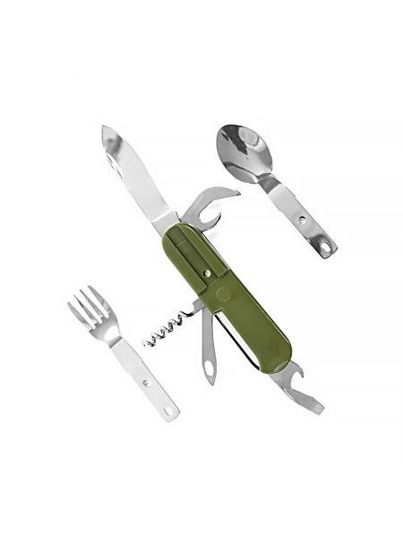Туристичний похідний мультитул Lesko 7 в 1 ніж, вилка, ложка, відкривачка, штопор, викрутка, tool