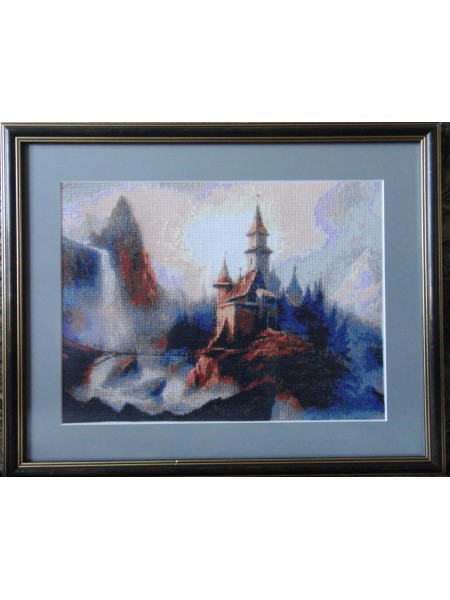 Картина «Таємничий замок» вишита хрестом ручної роботи 40х32 см