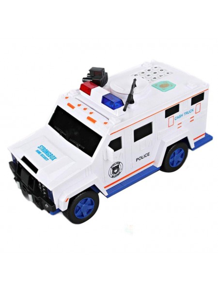 Детский сейф копилка с кодом и отпечатком пальца в виде полицейской машины NBZ Cash Truck White