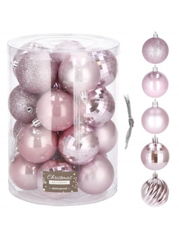 Набір ялинкових кульок Springos d=6 см 20 шт CA0137 Pink