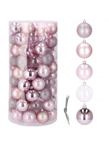 Набір ялинкових кульок Springos d = 6 см 100 шт CA0167 Pink