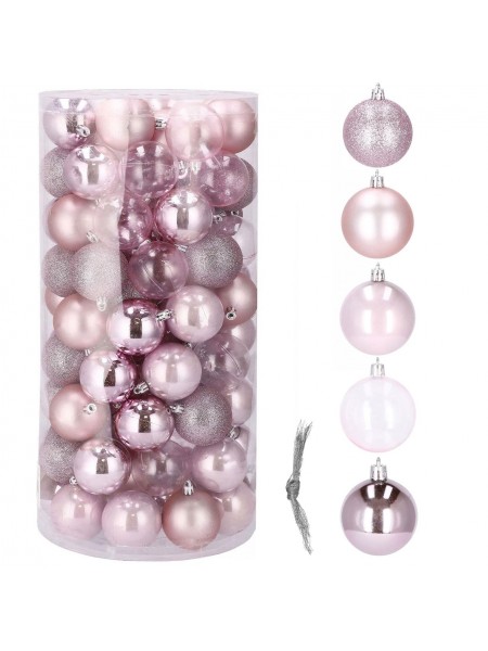 Набір ялинкових кульок Springos d = 6 см 100 шт CA0167 Pink