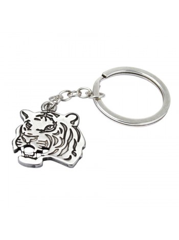 Брелок тигр Netsuke Метал Плоске зображення 8х2.4х0.2 см Срібний (26965)