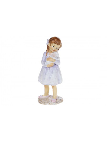 Декоративна статуетка Дівчинка з кролячком LI100303 BonaDi 14.5 см Ліловий