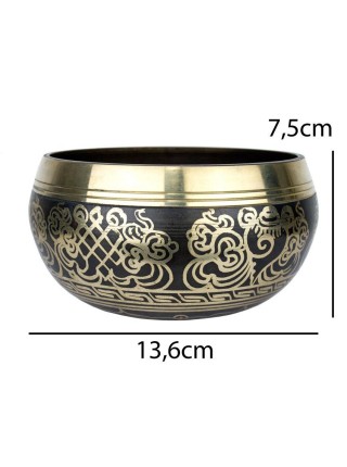 Тріскаюча чаша Тибетська Singing bronze 13,6/13,6/6,5 см Чорний + бронзовий (26613)