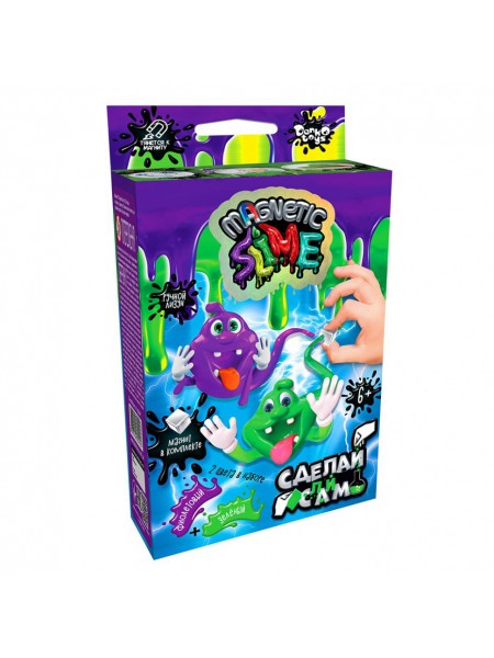 Дитячий набір для проведення дослідів Danko Toys Crazy Slime Magnetic SLM-Mg-02 міні, рус Фіолетовий + Зелений