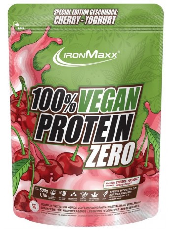 Протеин IronMaxx 100% Vegan Protein Zero 500 g /16 servings/ Cherry Yogurt
