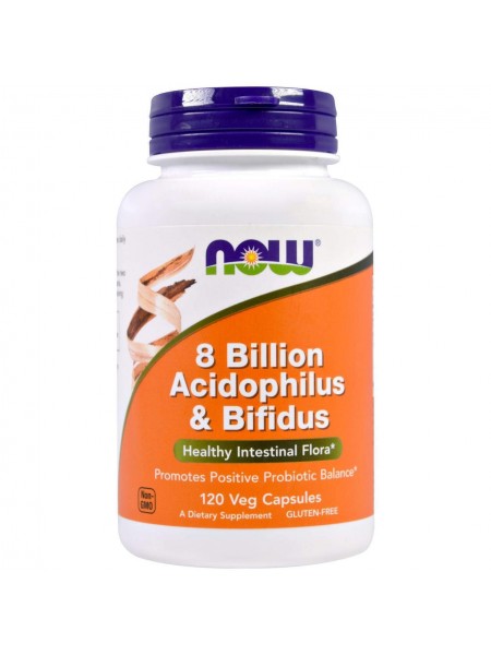 Пробіотики Acidophilus Bifidus Now Foods 8 млрд КУО 120 вегетаріанських капсул