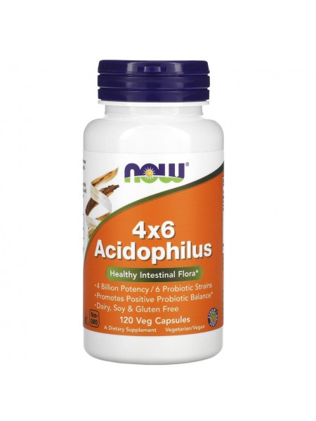 Пробіотики 4x6 Acidophilus Now Foods 120 рослинних капсул