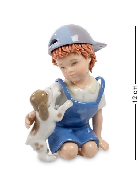 Статуэтка Мальчик с собачкой 12 см Pavone AL45788