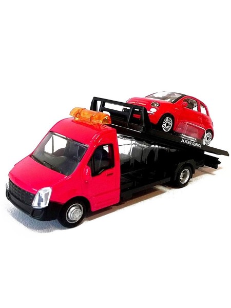 Игровой набор Bburago Автоперевозчик с машинкой Fiat Red OL32845