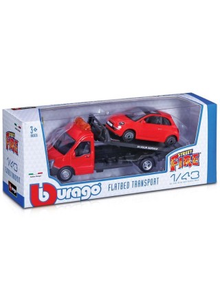 Игровой набор Bburago Автоперевозчик с машинкой Fiat Red OL32845