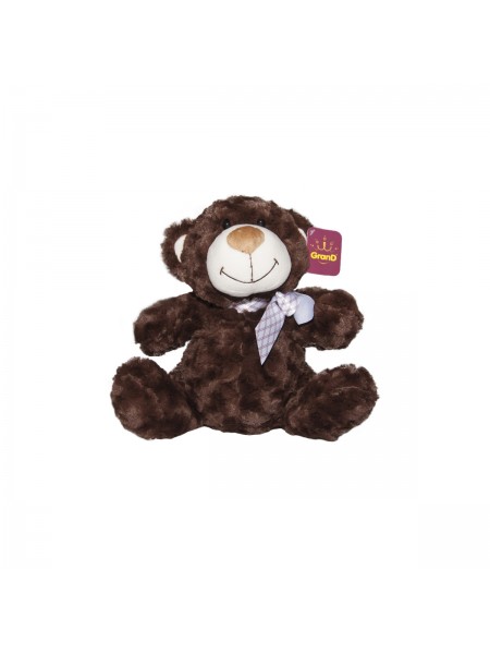 Дитяча іграшка м'яка Ведмедик з бантом коричневий 25 см Grand DD117860