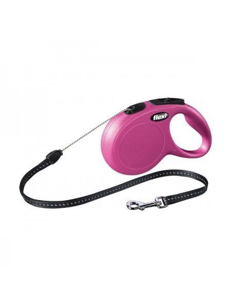 Рулетка для собак Flexi New Classic Cat XS 3 метри, до 8 кг (рожева), повідець із тросом