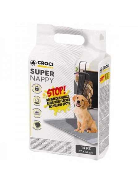 Пелюшки для собак Croci Super nappy з активованим вугіллям 57х54 см 14 шт.
